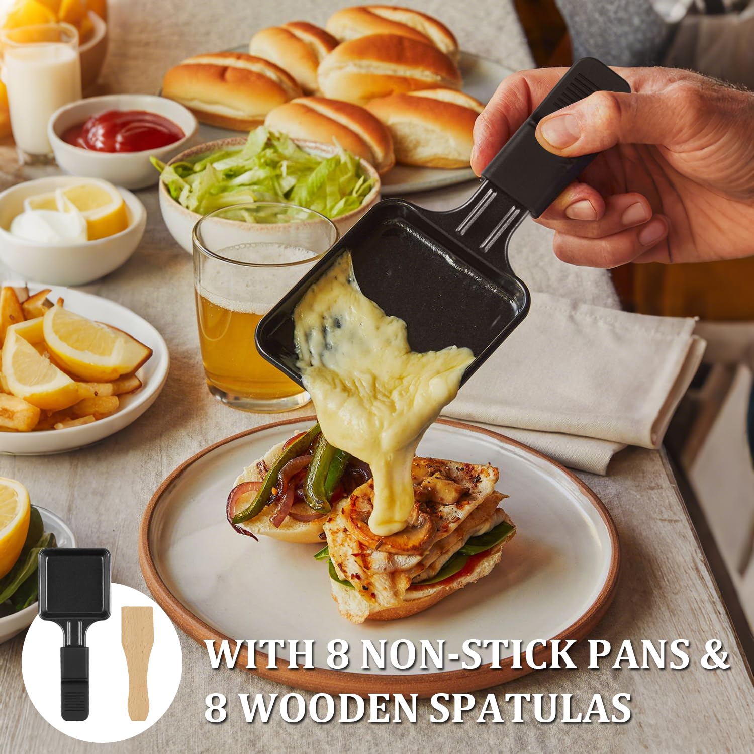 CUSIMAX raclette grill two sides with separate controls for varied foods