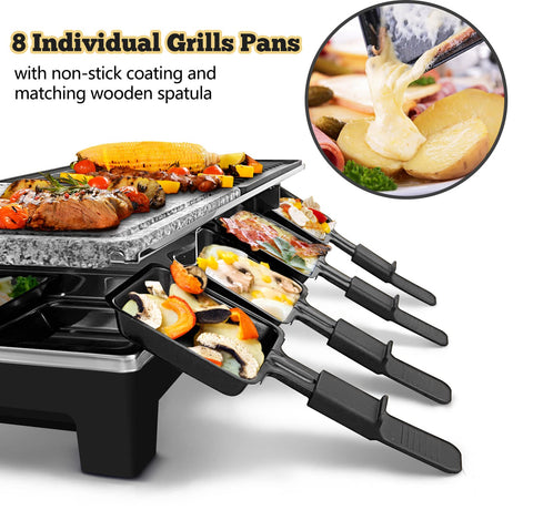 CUSIMAX Raclette Table Grill natural grill stone in action, heat retention for even searing.