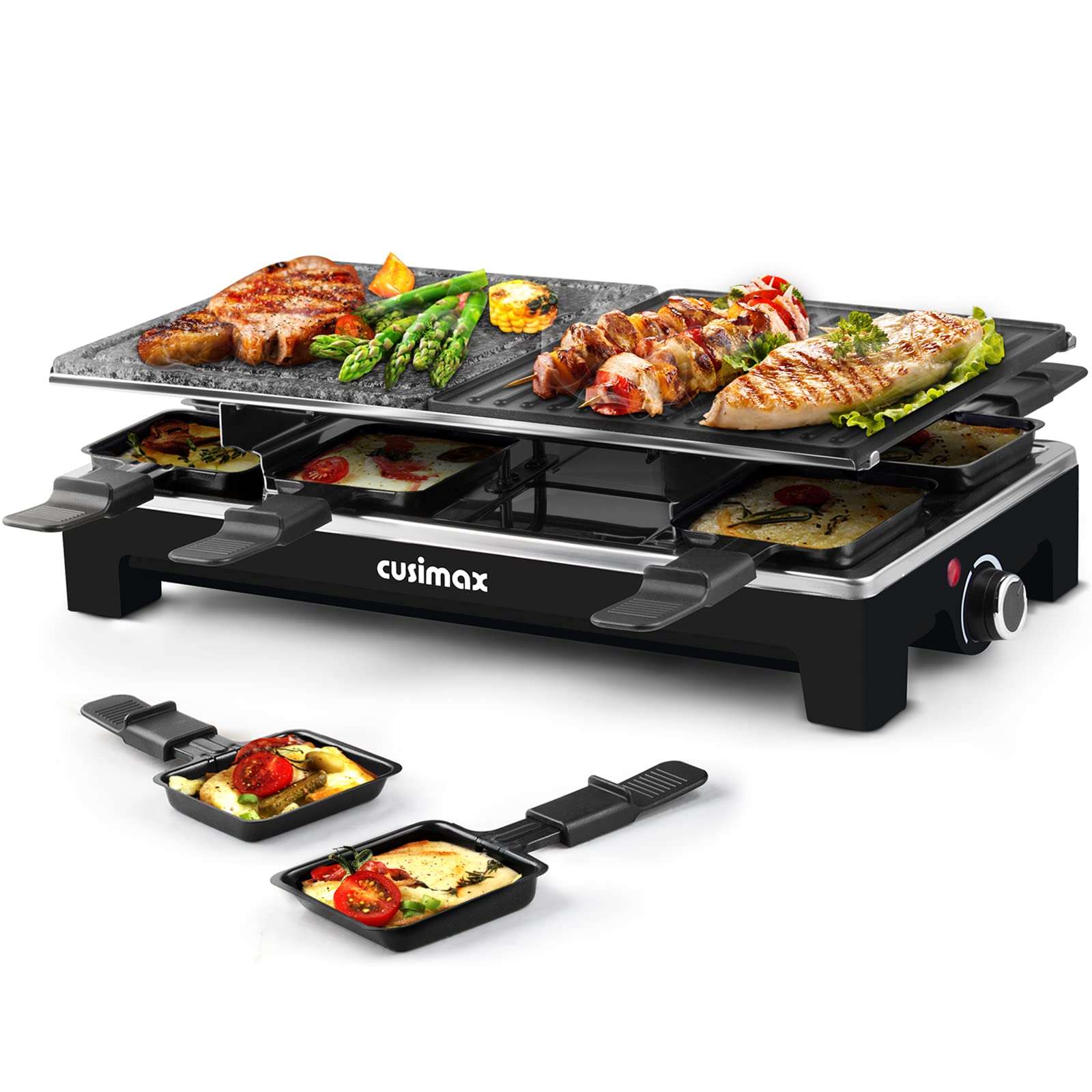 CUSIMAX Raclette Table Grill overview, ideal for family dining and social meals.
