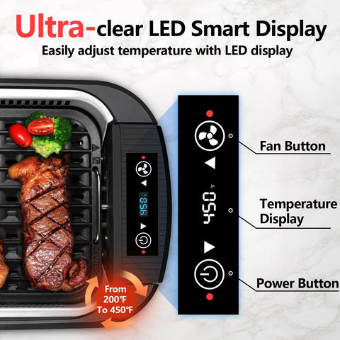 CUSIMAX smokeless indoor grill with double U heating tubes for fast, even heating