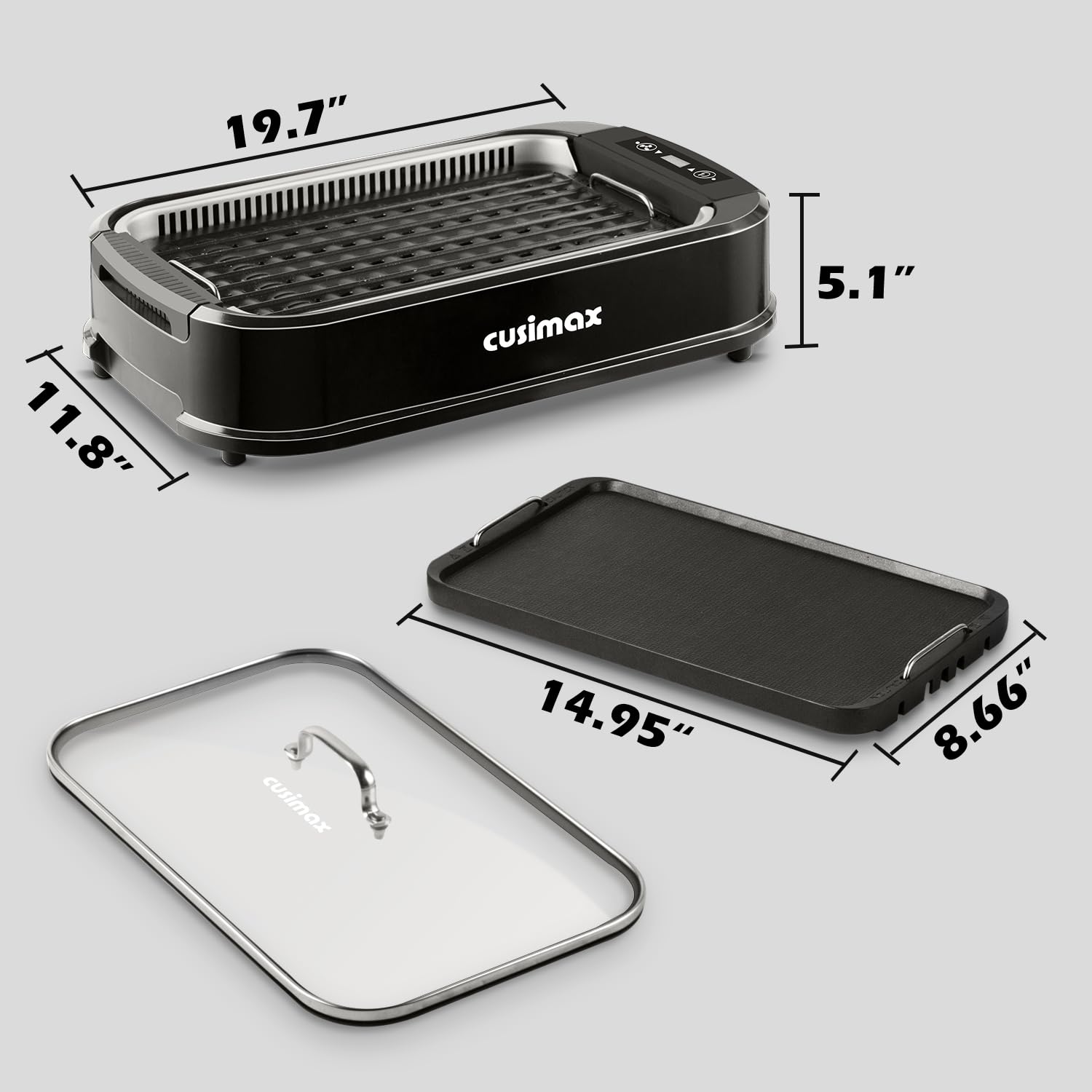 CUSIMAX smokeless indoor grill LED display for precise temperature control