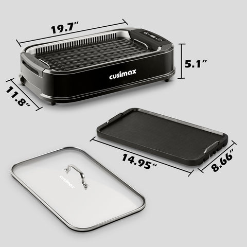 CUSIMAX smokeless indoor grill LED display for precise temperature control
