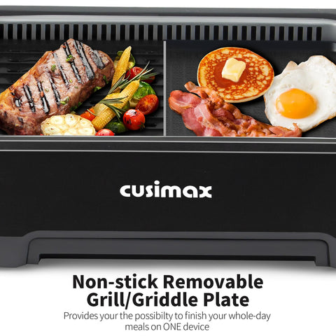 CUSIMAX smokeless indoor grill control panel with LED display for easy temperature control