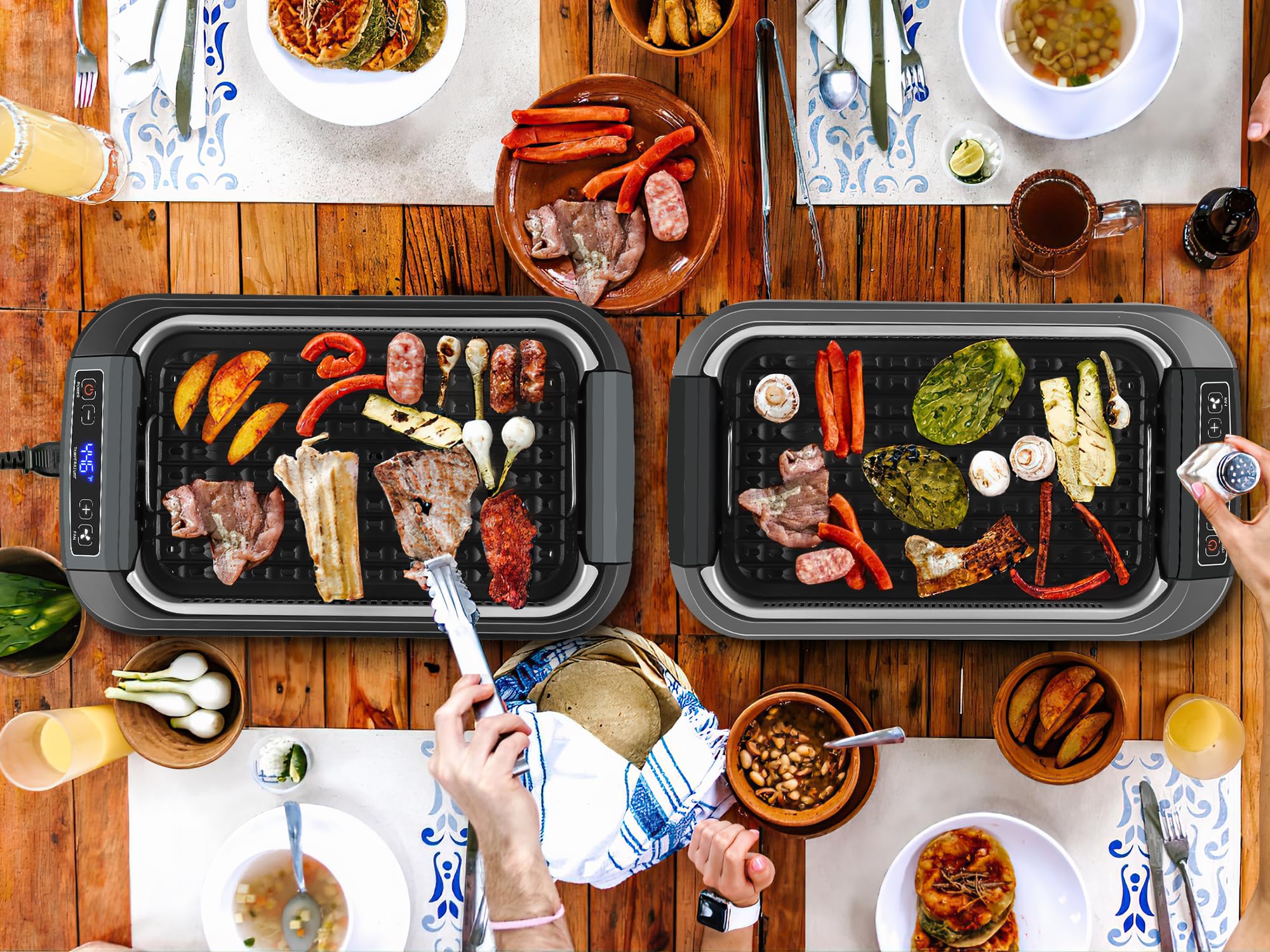 CUSIMAX smokeless indoor grill tempered-glass lid helps heat retention for faster meals