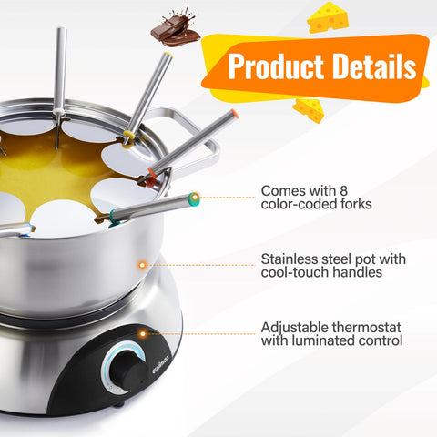 CUSIMAX stainless steel fondue pot showcasing durability and easy cleaning