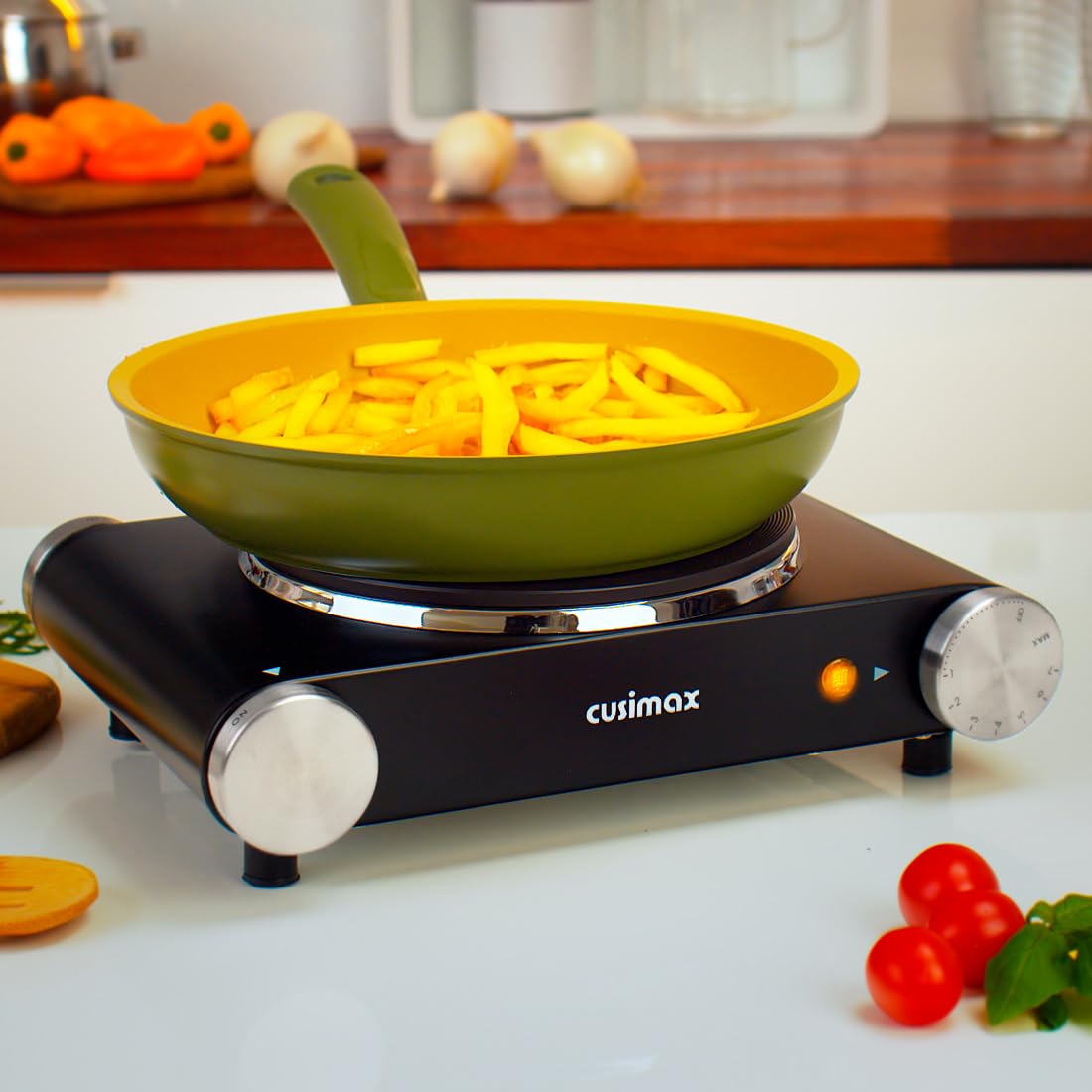 CUSIMAX supports a range of cookware up to 7.4 inches in diameter