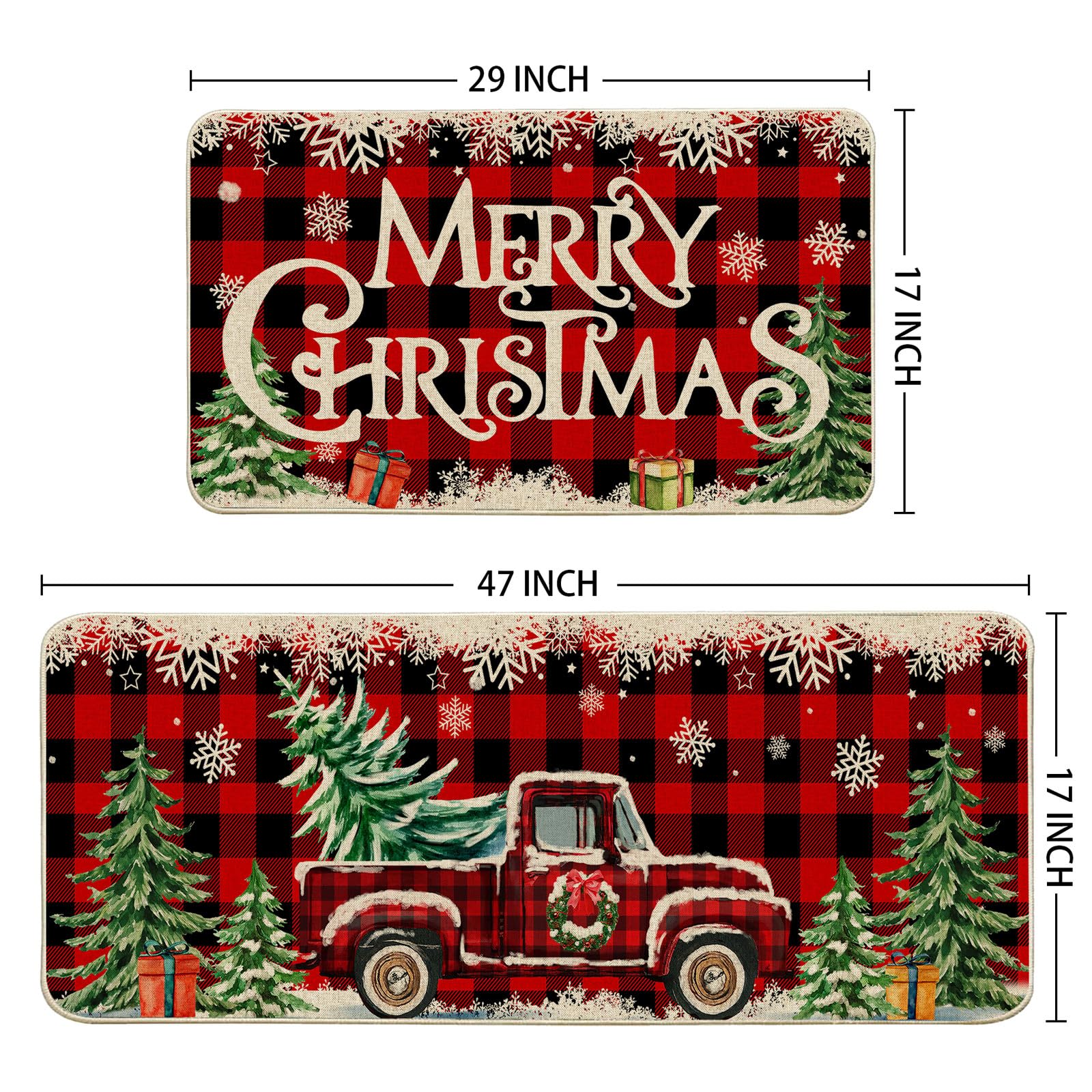 cusugbaso buffalo-plaid kitchen mat 17x27 durable color printing for busy kitchens