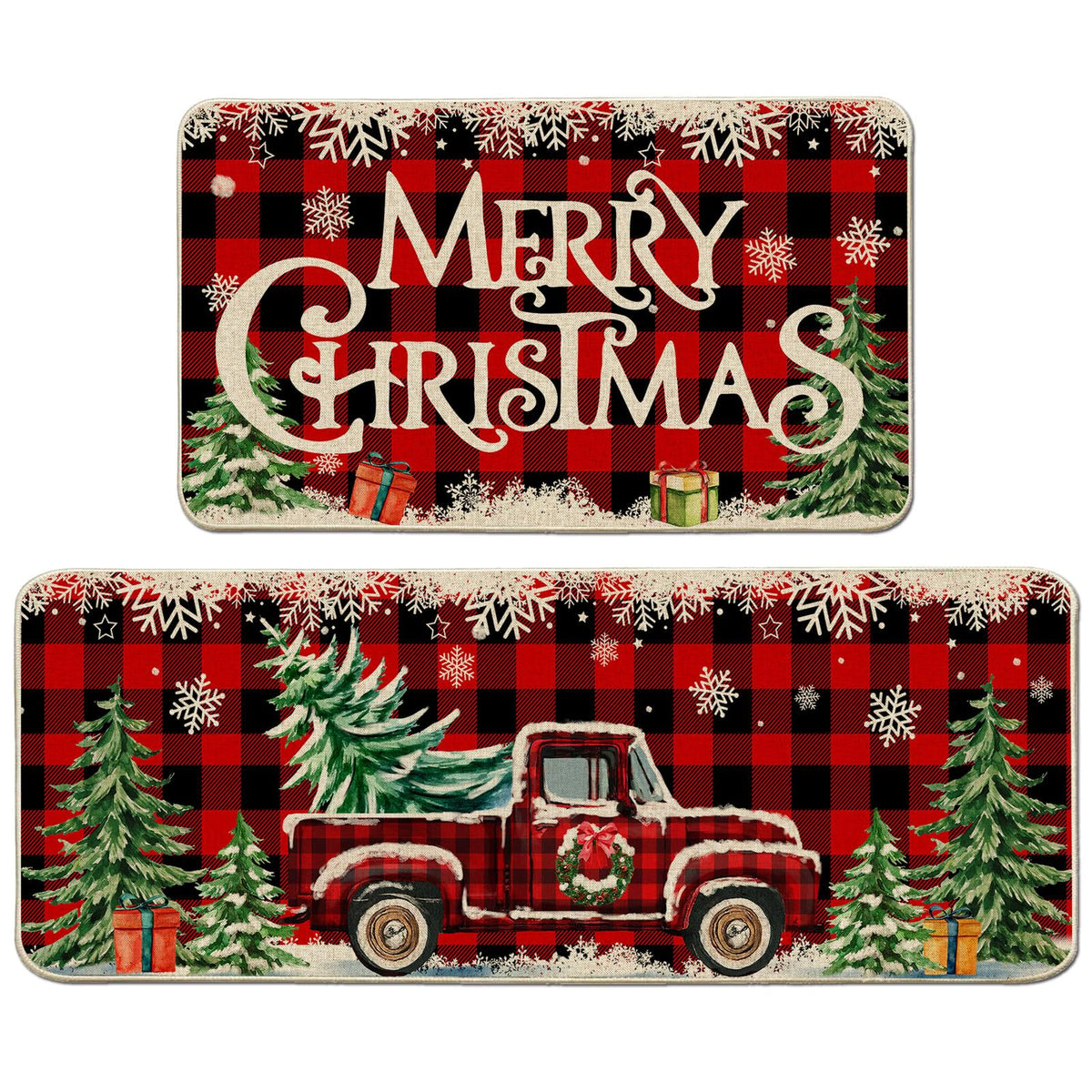 cusugbaso Christmas kitchen mat 17x27 buffalo plaid for festive warmth and anti-slip protection
