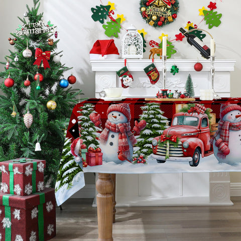 Cusugbaso snowman pattern adds festive vibe to table decor.