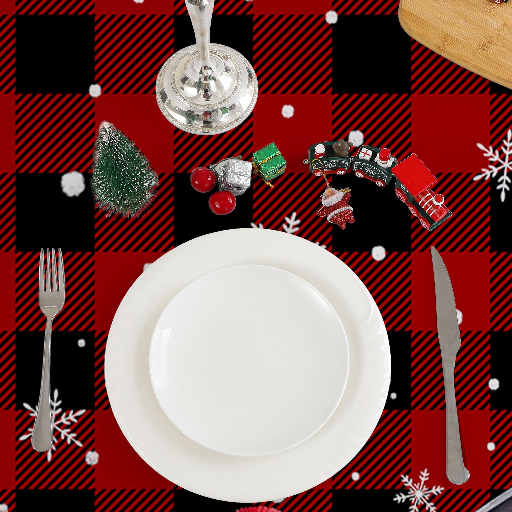 Cusugbaso 60x84 inch tablecloth set on a dining table for six to eight.
