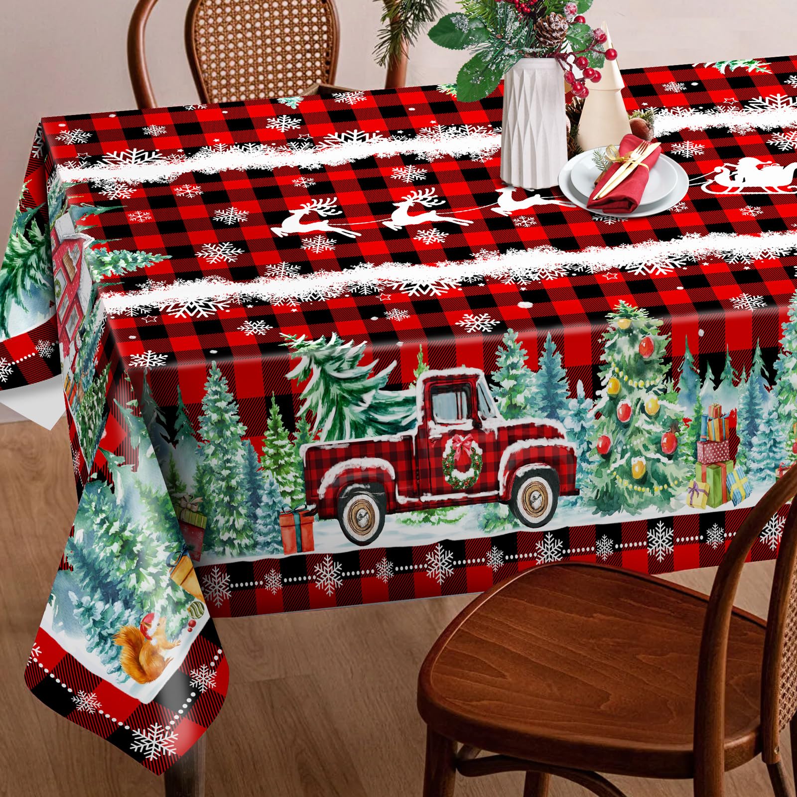 Cusugbaso 60x104 tablecloth fits 8-10 seat dining setup