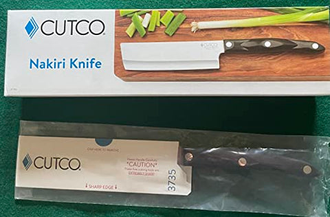 Cutco Nakiri knife ergonomic handle promotes comfortable, secure grip during prep.