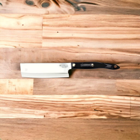 Cutco Nakiri knife full-tang construction offers balance and durability.