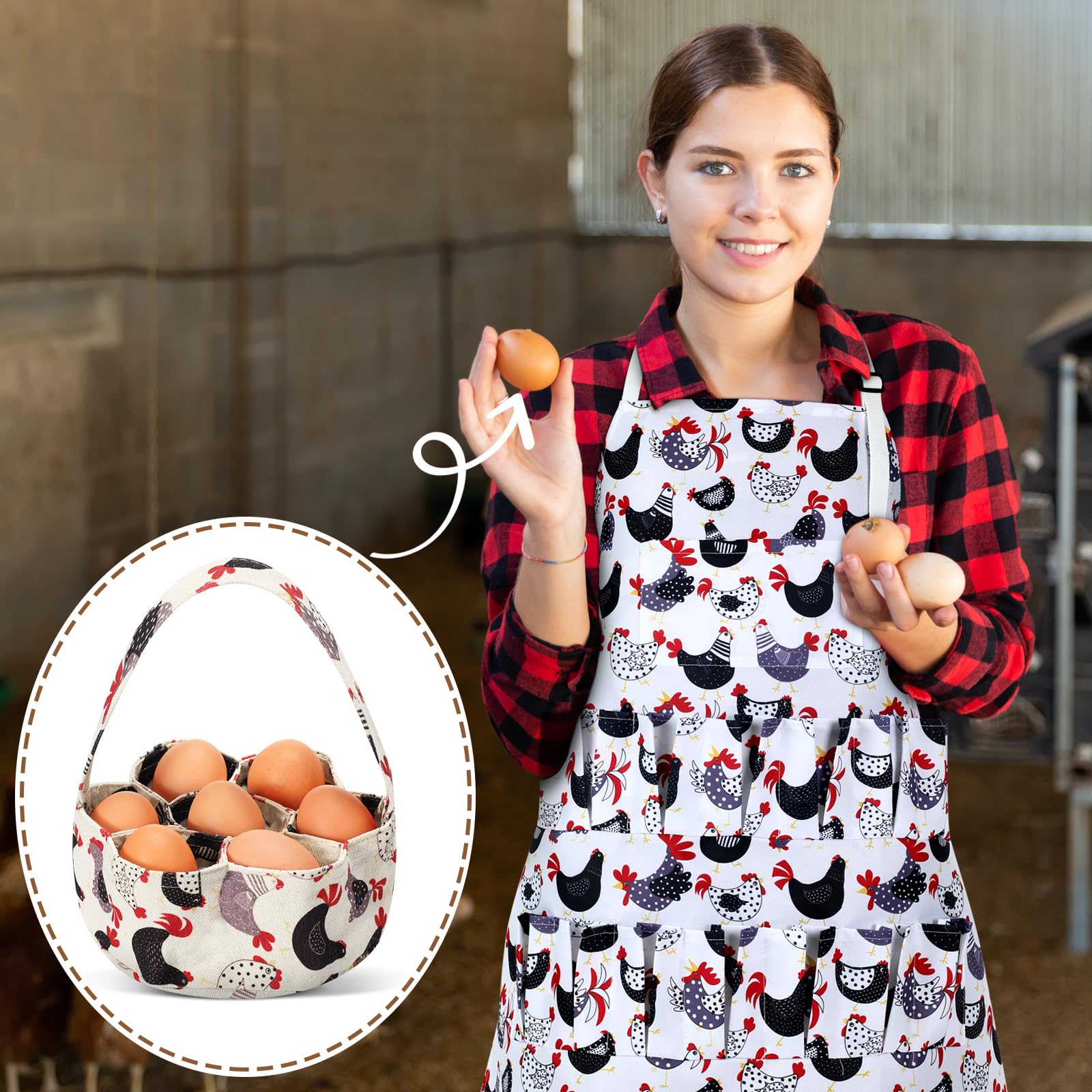 Cutecrop hen and rooster design adds rustic charm to kitchen tasks.