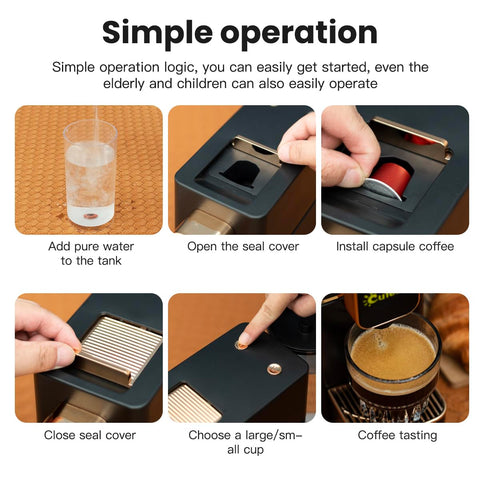 Cutesun Mini Espresso Machine 0.8 L water tank for easy refills.