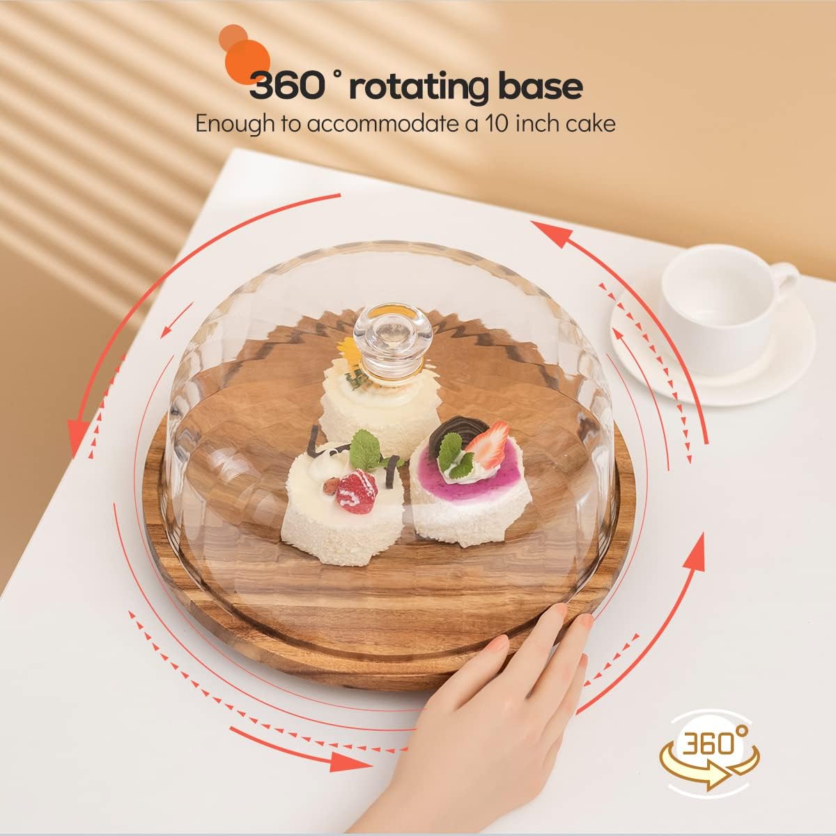 Cutesun rotating cake stand base enables easy, stylish serving.