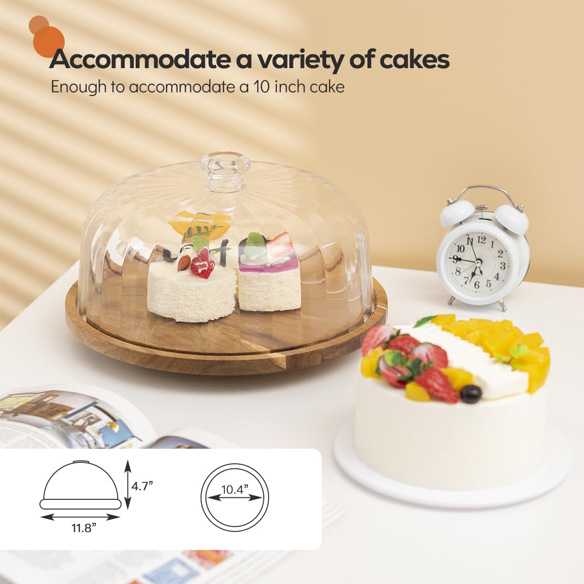 Cutesun versatile display for pies, cookies, and appetizers.
