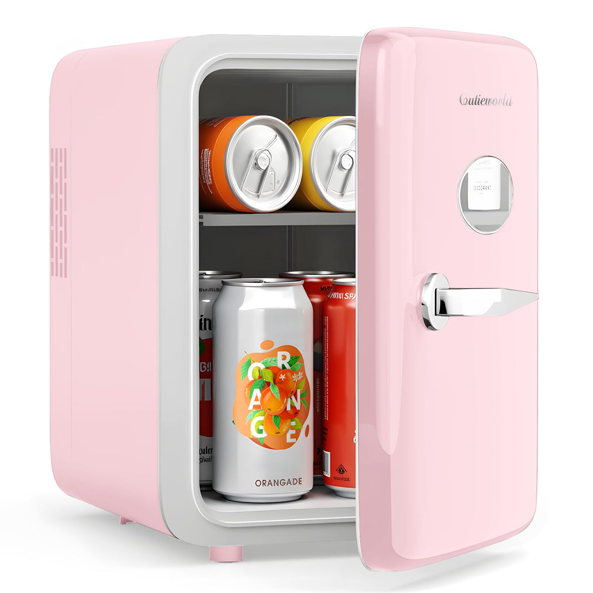 CUTIEWORLD skincare fridge compact size keeps products fresh and organized.