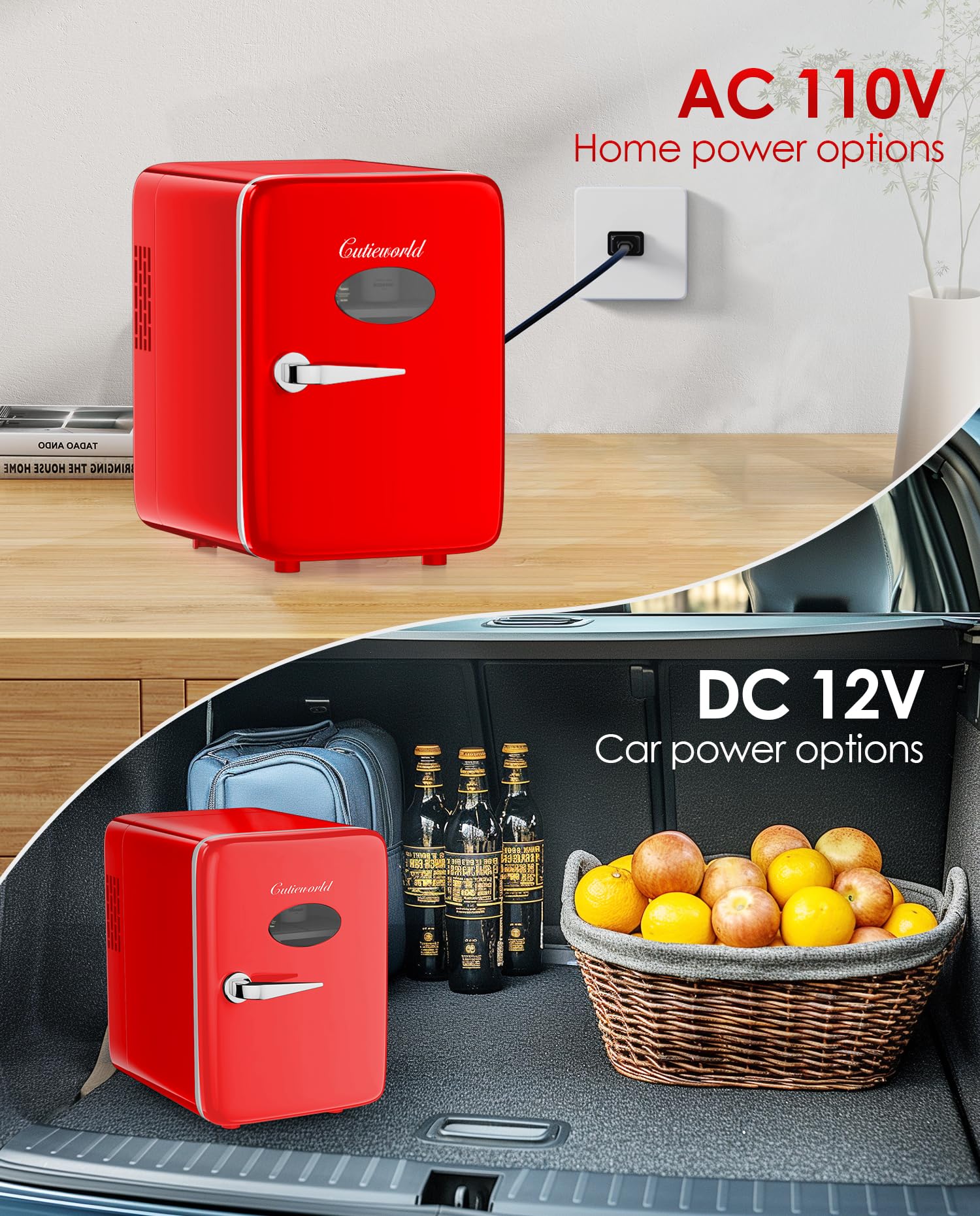 CUTIEWORLD skincare fridge 4L interior fits masks and serums for quick access.