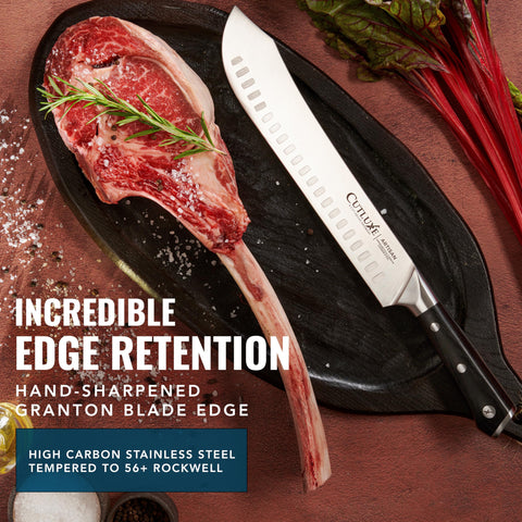 Cutluxe 14-16 degree edge sharpening demonstrates precision readiness.