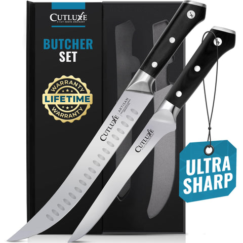 Cutluxe cimeter-breaking knife 10-inch blade for precise meat cutting
