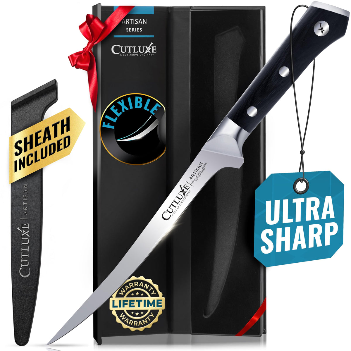 Cutluxe fillet knife 7-inch razor edge ready for precise fish filleting