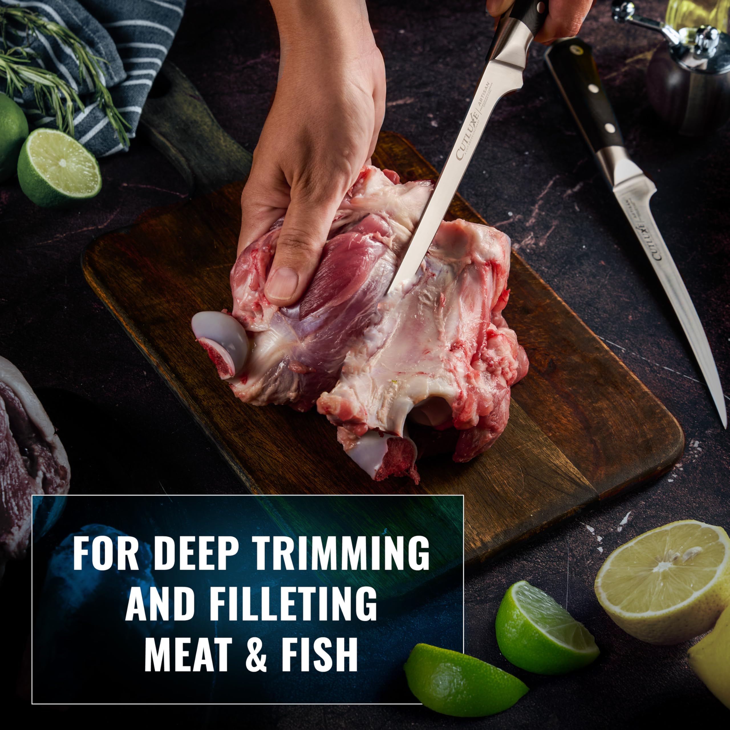 Cutluxe fillet knife full tang design for durability and balance