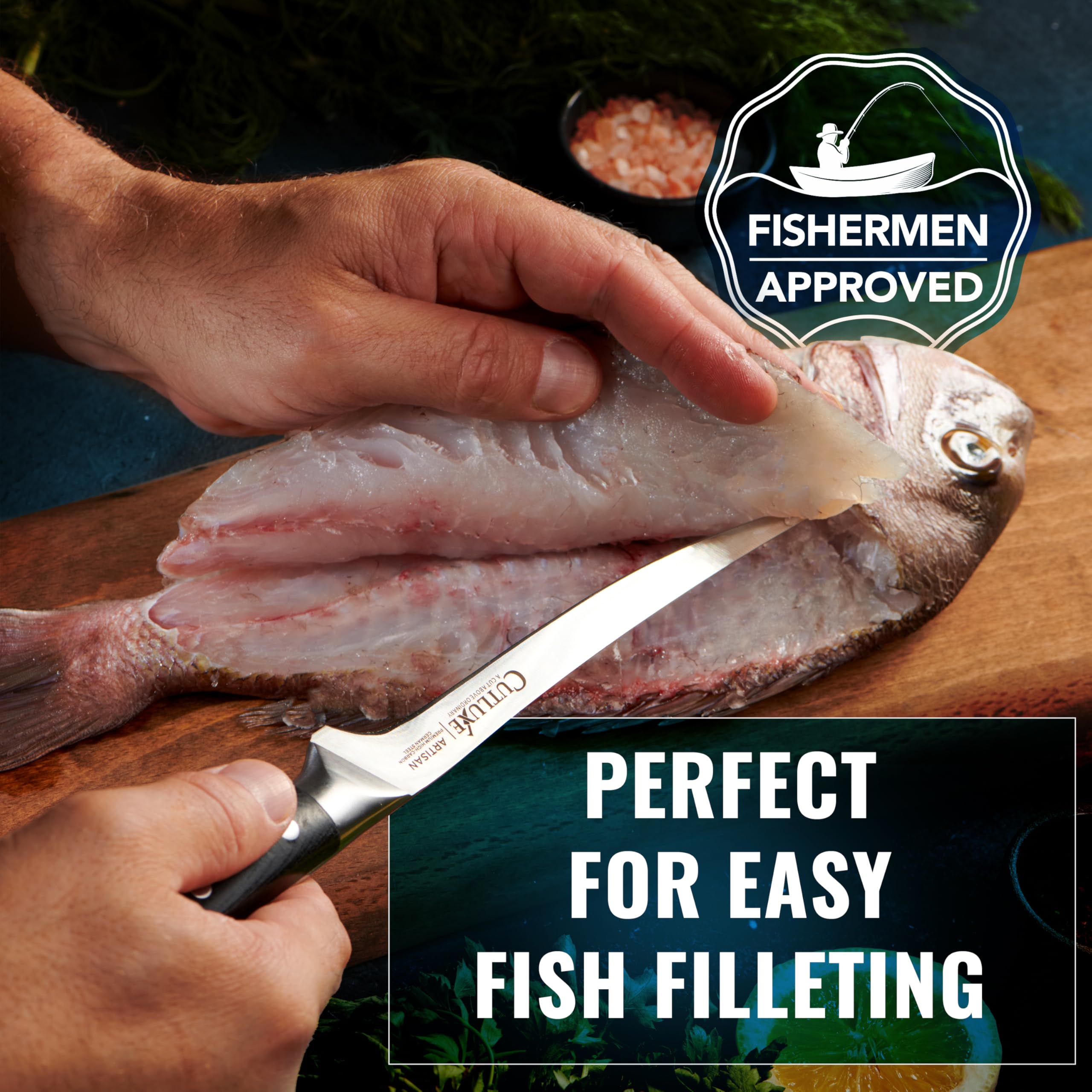 Cutluxe fillet knife with pakkawood handle for comfortable grip