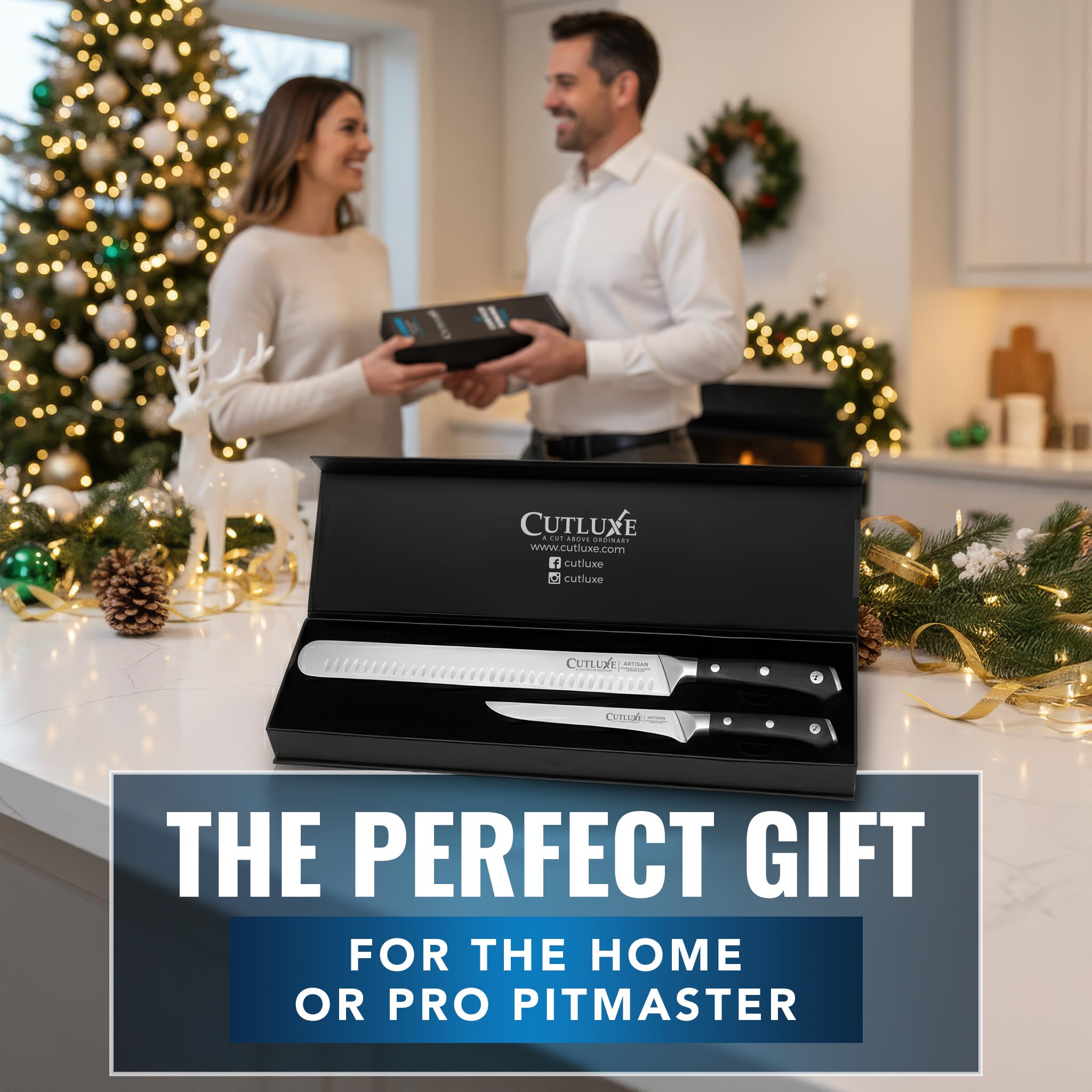 Cutluxe full-tang ergonomic handle for steady control during slicing