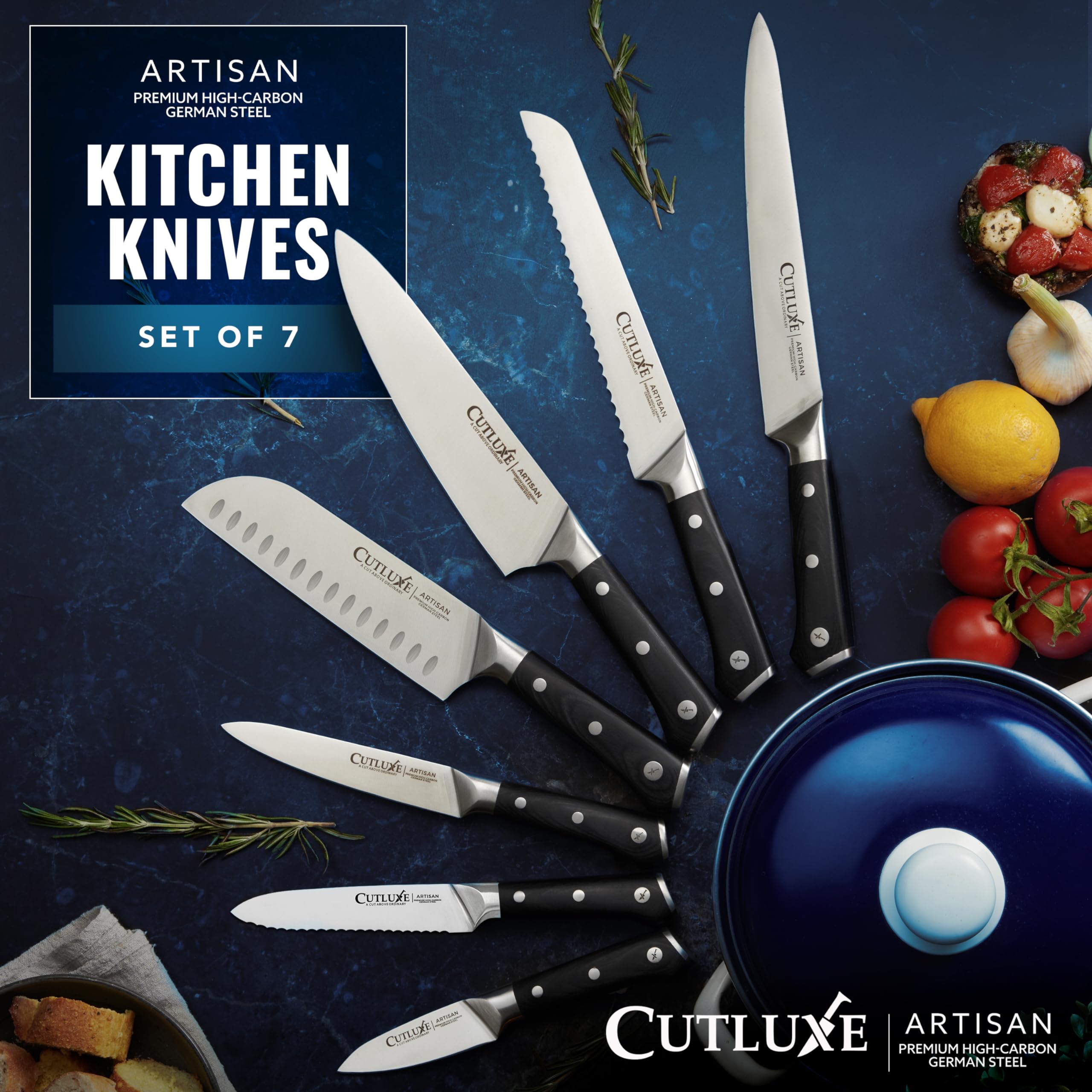 Cutluxe full-tang ergonomic handle for steady control