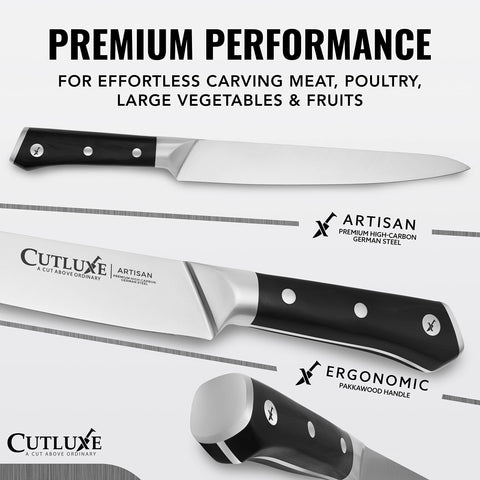 Cutluxe full tang ergonomic handle for comfortable control