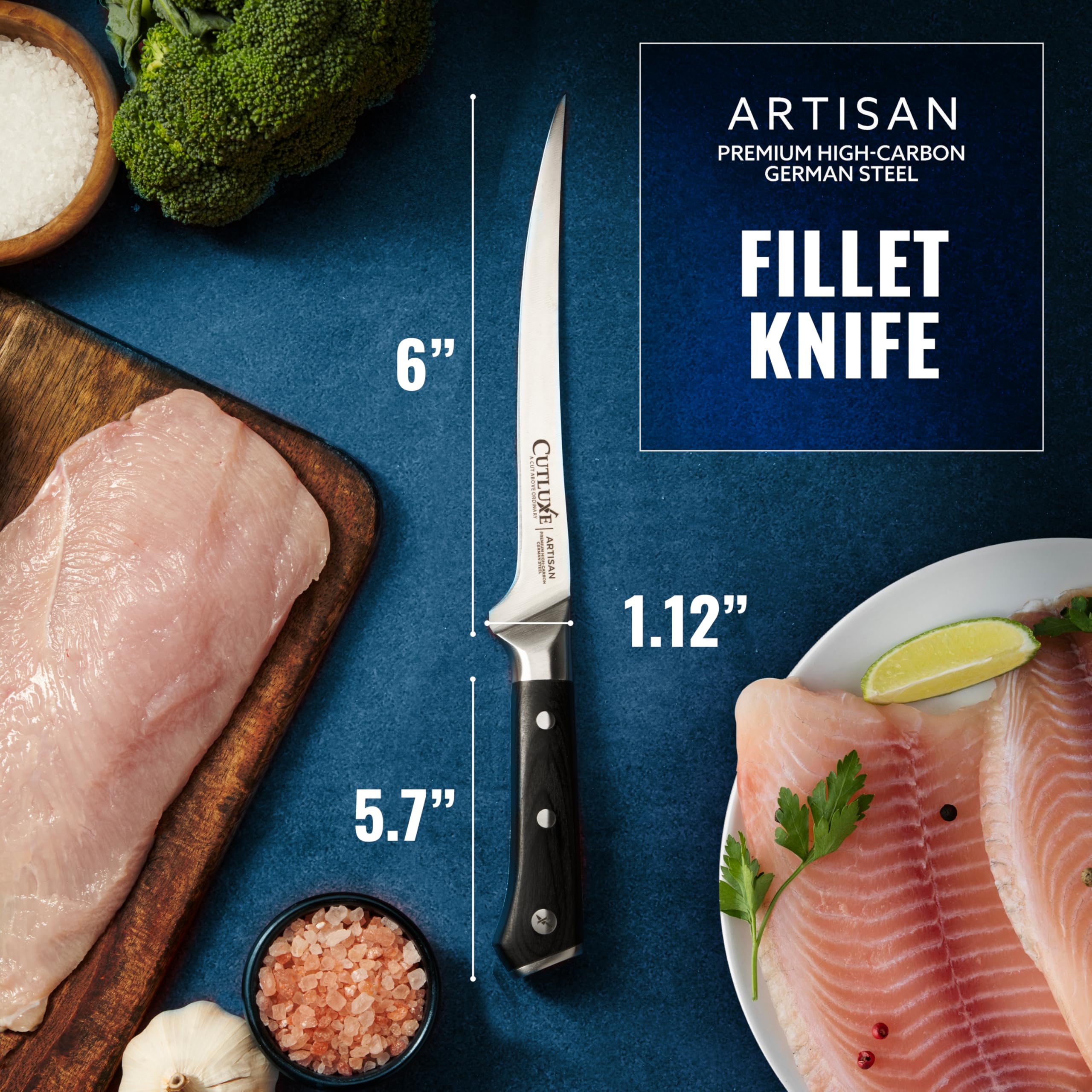 Cutluxe high-carbon German steel blade for lasting sharpness