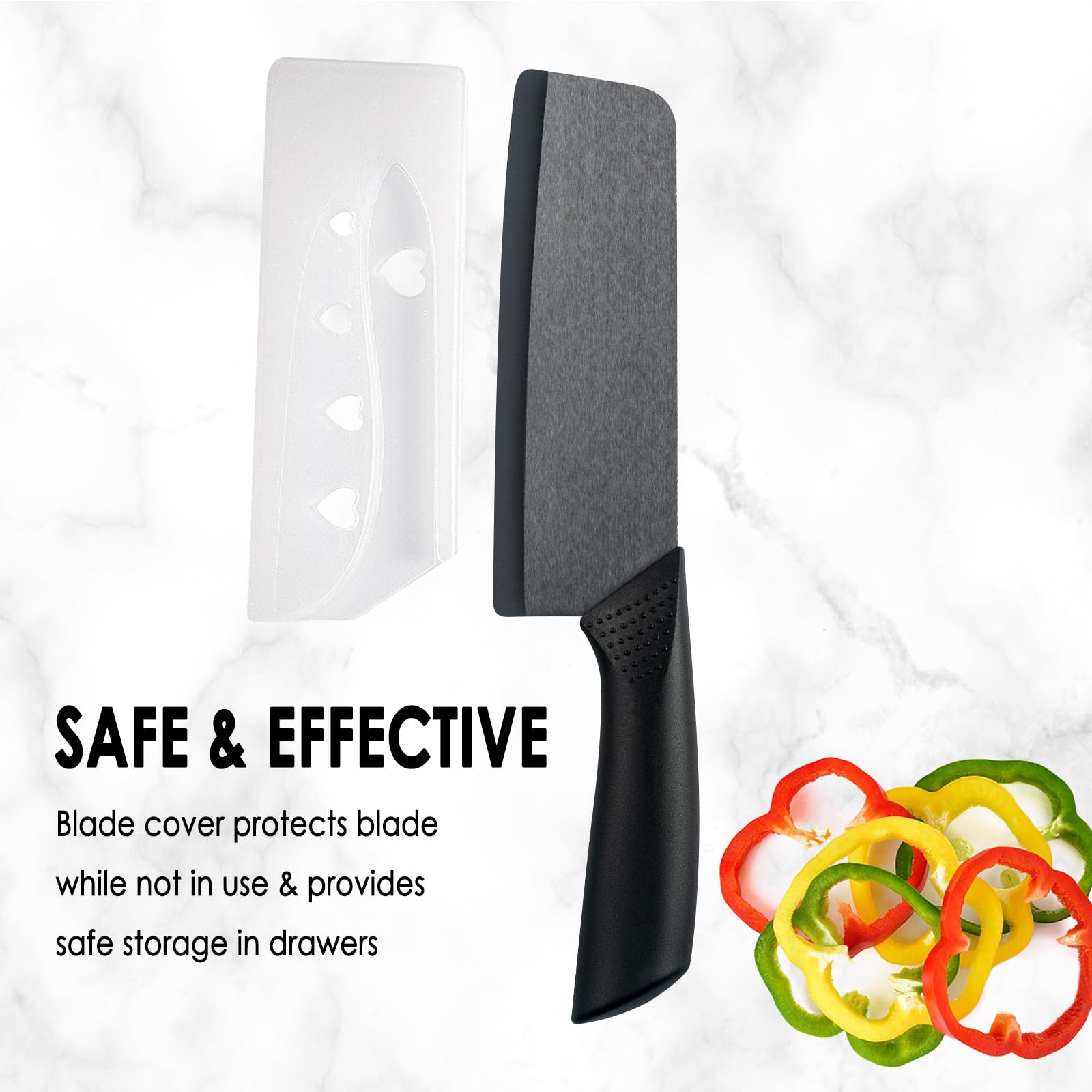 Cutqiz antioxidant ceramic blade resists browning for clean prep.