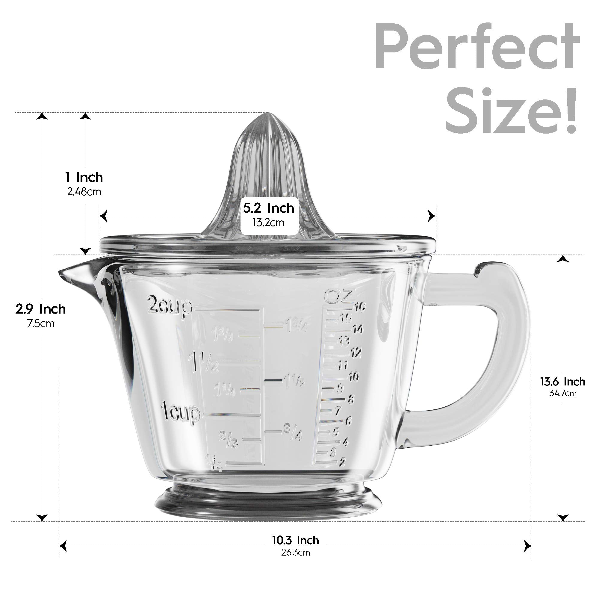 CuttleLab easy pour spout reduces spills during juice transfer.