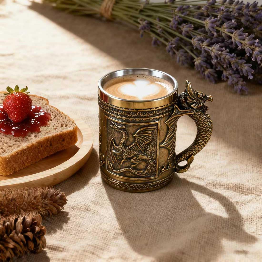 Cuzokola Dragon Mug with 304 stainless steel inner for safe drinking.