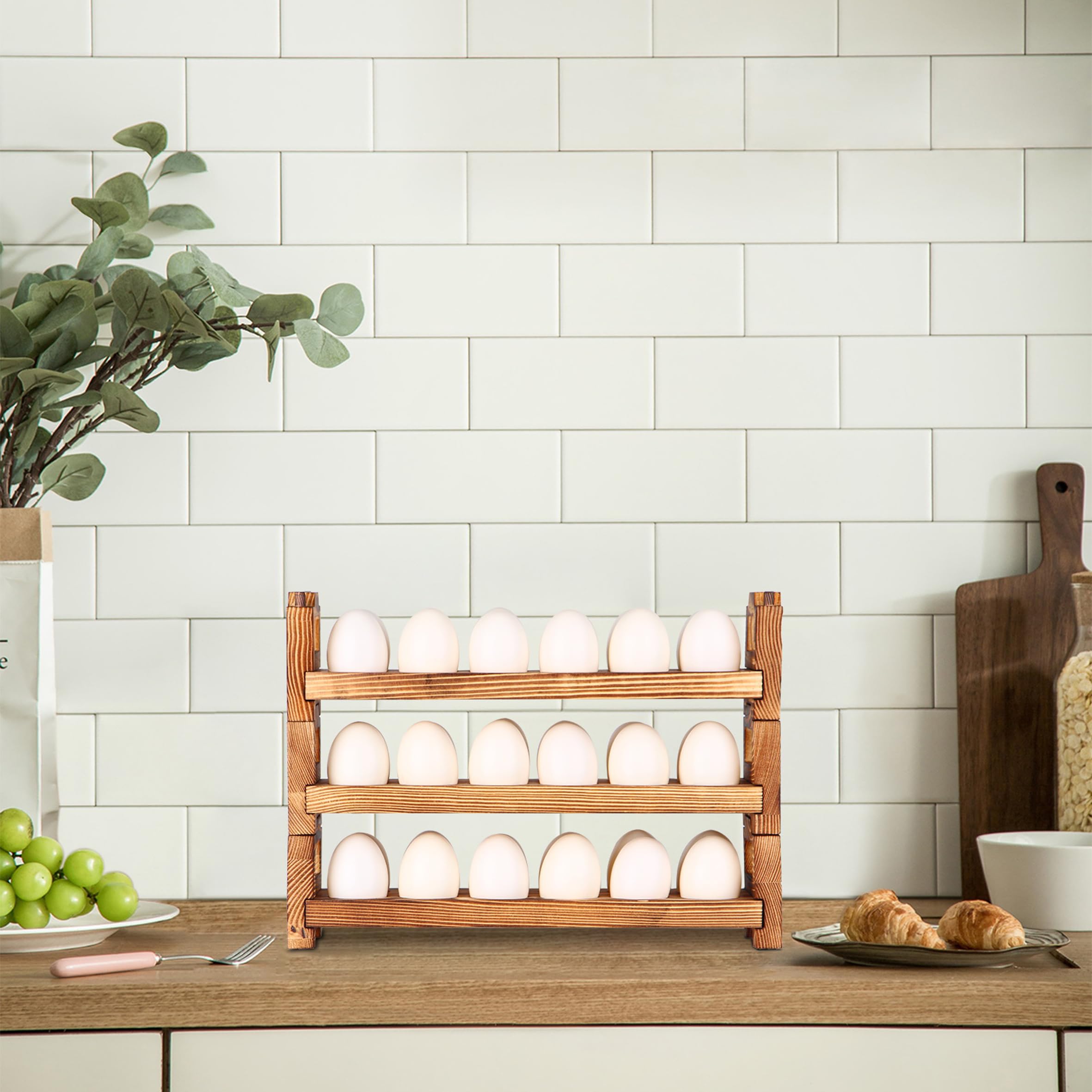 CVHOMEDECO gift ready egg holder makes a thoughtful kitchen decor present.