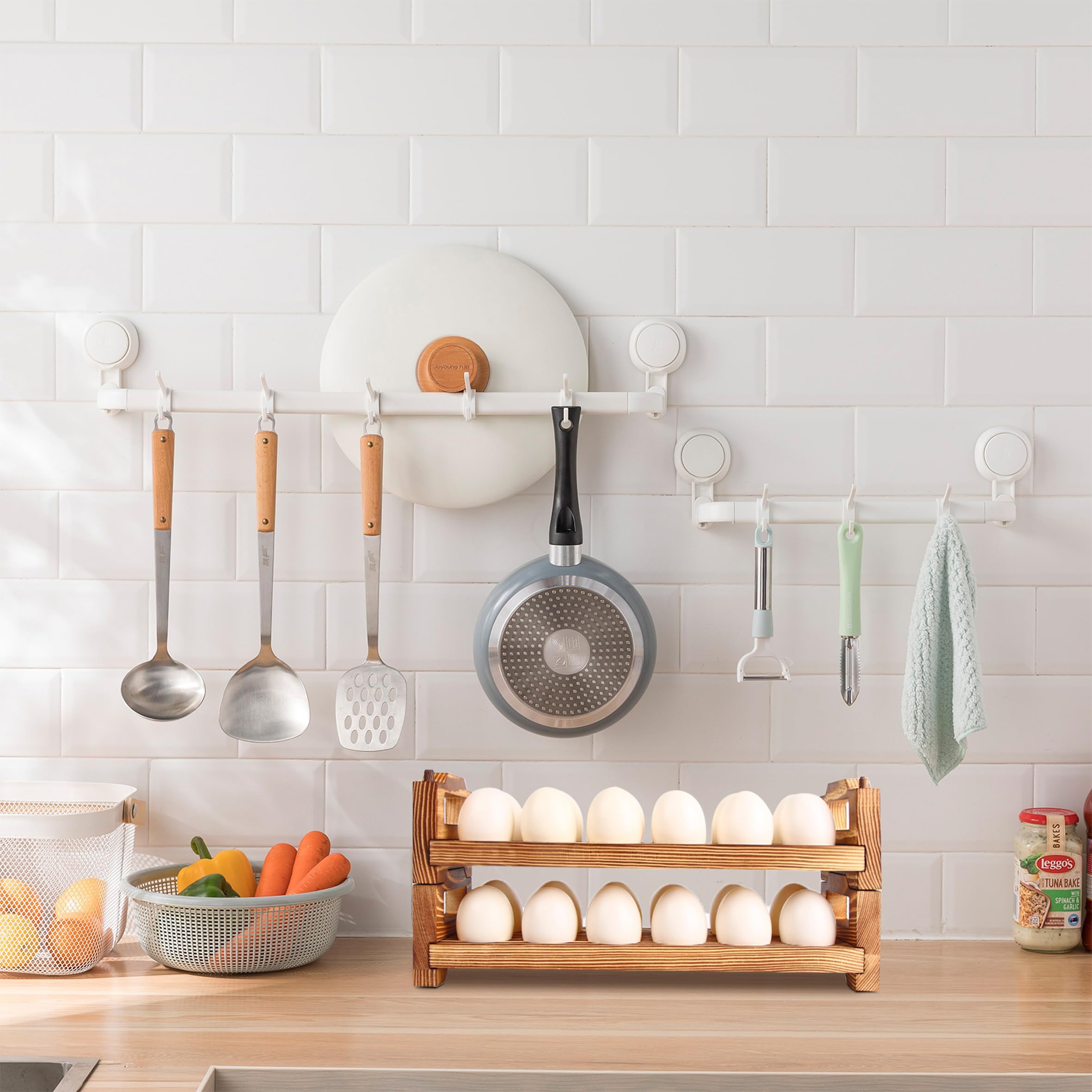 CVHOMEDECO kitchen counter decor adds rustic warmth to the space