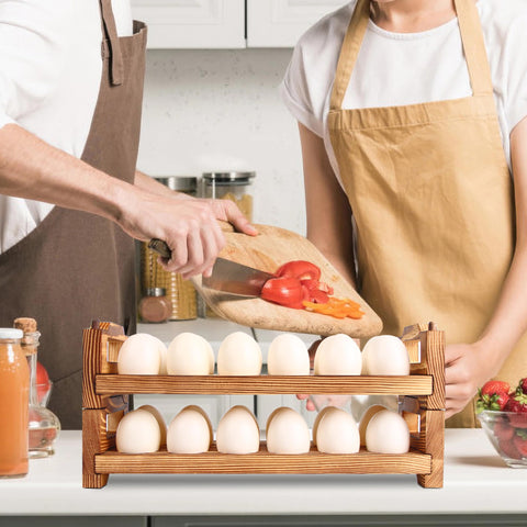 CVHOMEDECO stackable 24-egg rack keeps eggs neatly organized