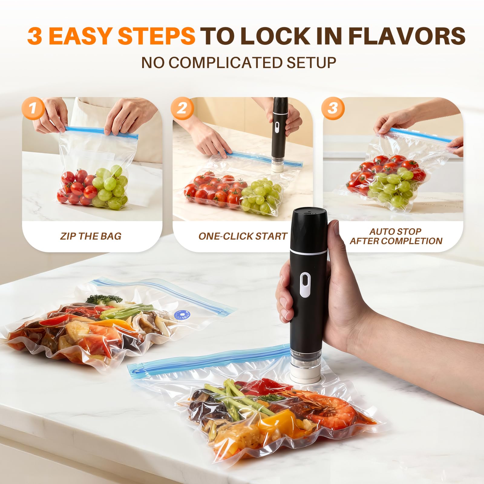 Cvqza freezer-storage use minimizes freezer burn with organized packs.