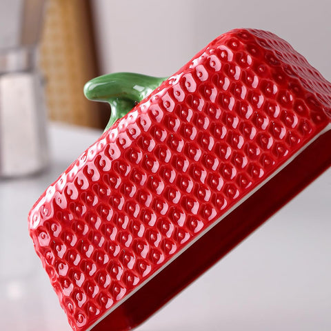 Gift-ready CWFutwell strawberry butter dish suggesting a perfect housewarming present