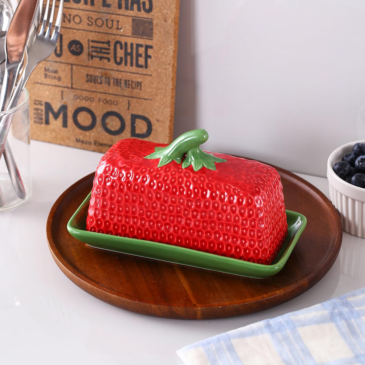 CWFutwell butter dish in a kitchen scene for fridge storage and microwave-safe convenience