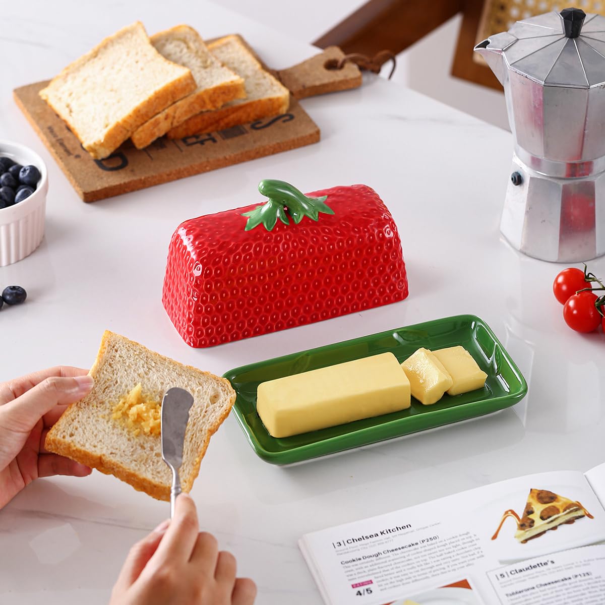 Front view of CWFutwell porcelain butter dish highlighting durable construction
