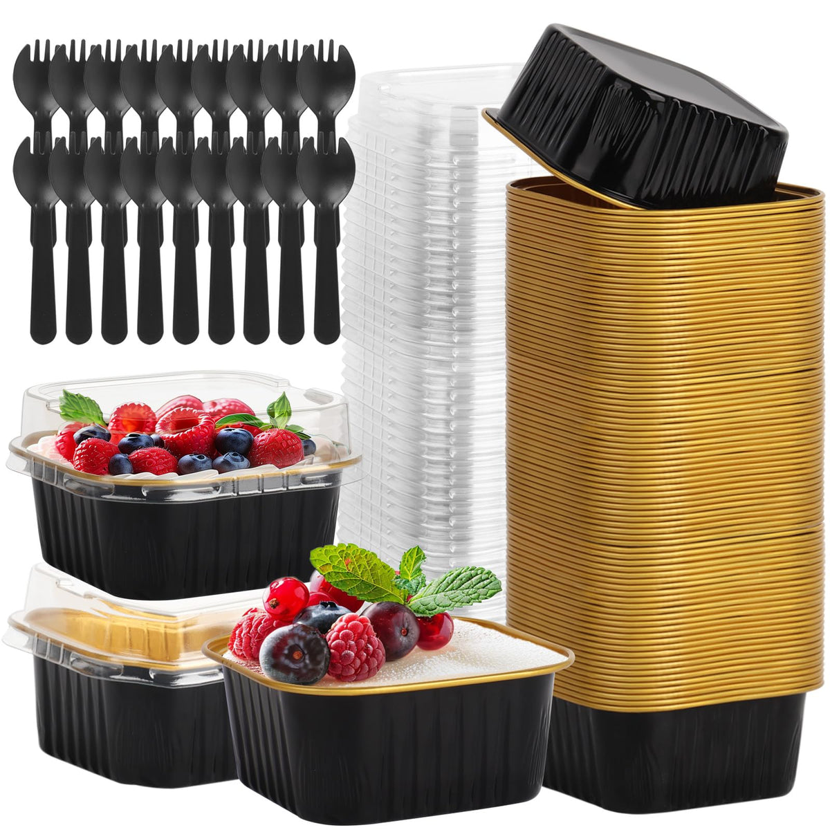 CXIIPOL 60-pack mini cake pans with lids for easy party servings