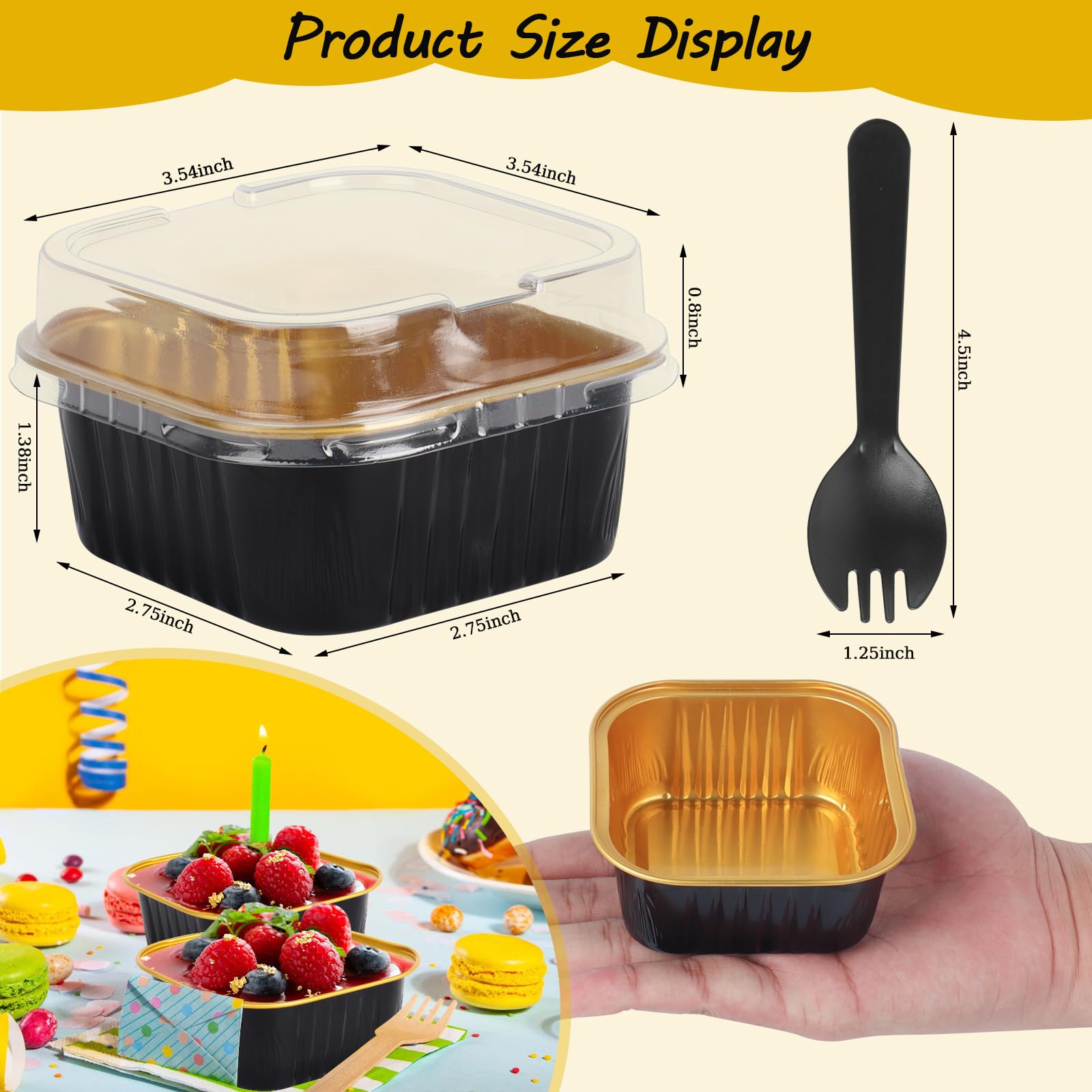 CXIIPOL black gold mini pans with lids for elegant wedding presentation