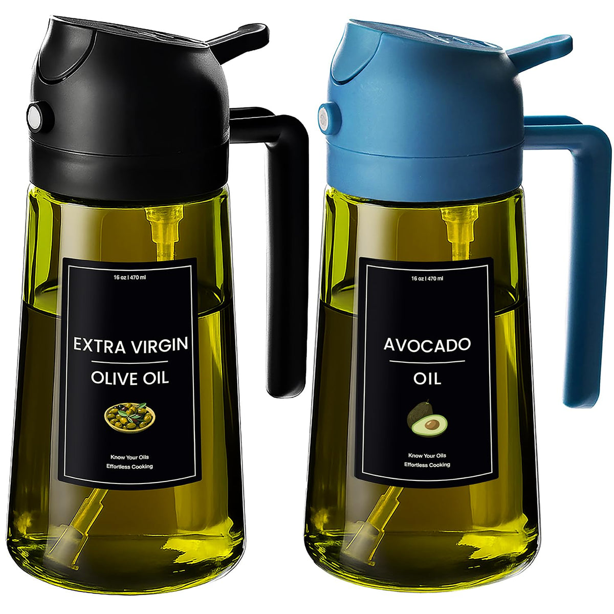 CXINYI olive oil dispenser bottle with spray for even coating.