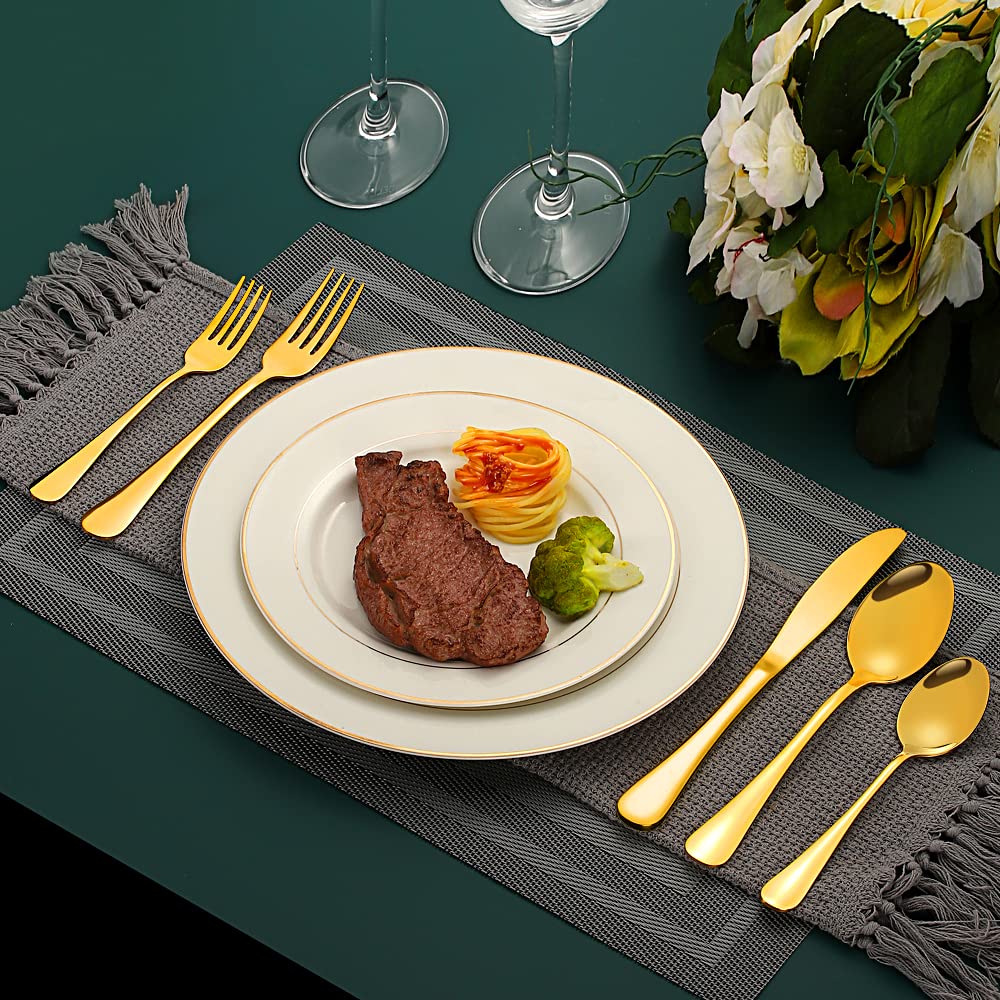 CXJY gold silverware dishwasher-safe set—simple care and effortless cleaning.