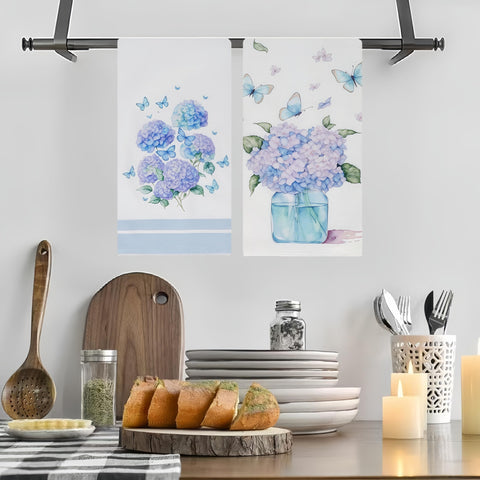 Cxtoweley Hydrangea flour sack towel close-up shows soft absorbent fibers for quick drying