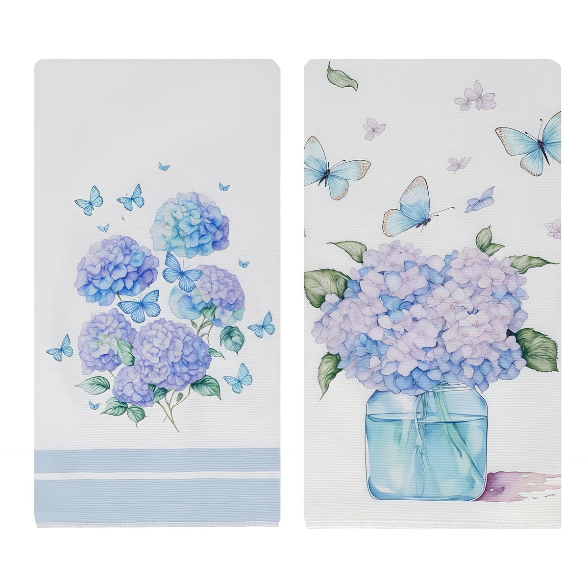 Cxtoweley Hydrangea flour sack towel front view highlights decorative hydrangea print for kitchen decor