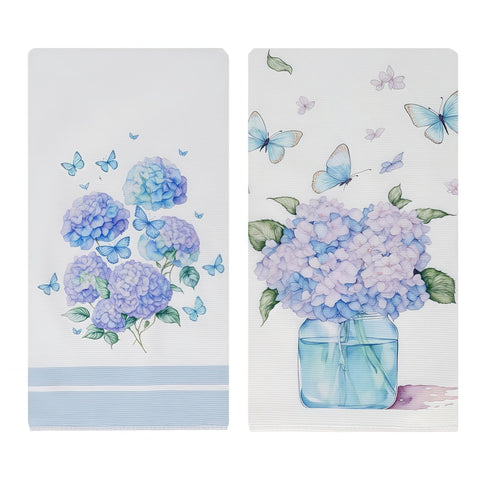 Cxtoweley Hydrangea flour sack towel front view highlights decorative hydrangea print for kitchen decor