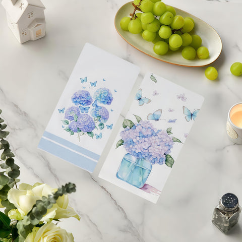 Cxtoweley Hydrangea flour sack towel kitchen decor shot demonstrates daily-use practicality